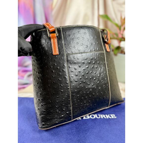 NWOT Dooney & Bourke Small Lexington Tote in Ostrich-Embossed Leather - Picture 2 of 16